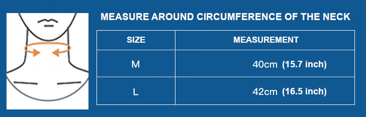 Image of the NeckEase neck brace size chart.