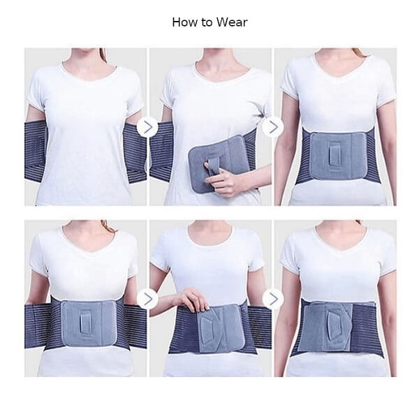 Image showing how to wear LumbarFix back brace.