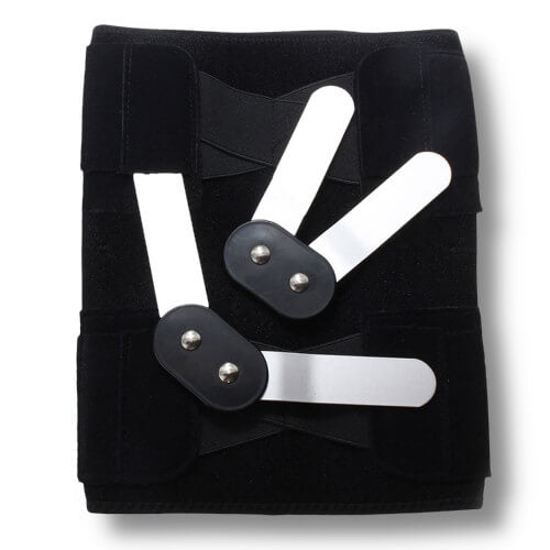 Aluminum hinged support splints allow a full knee movement range providing ultimate knee support and stability.