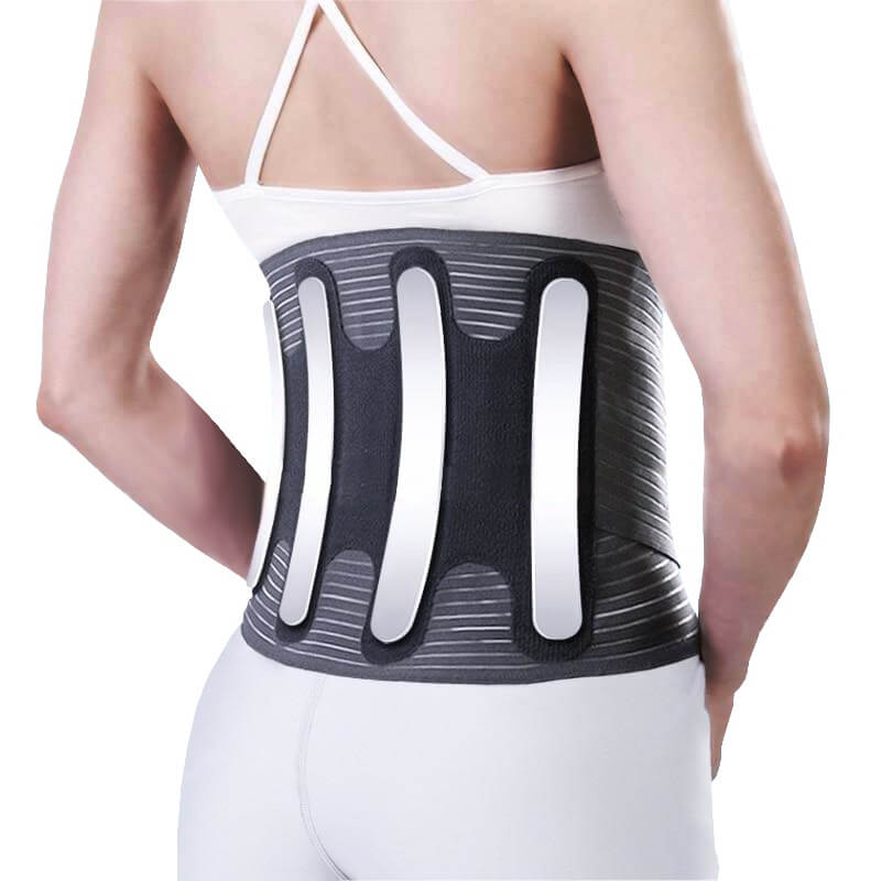 Back view image of a woman wearing the LumbarFix back brace.