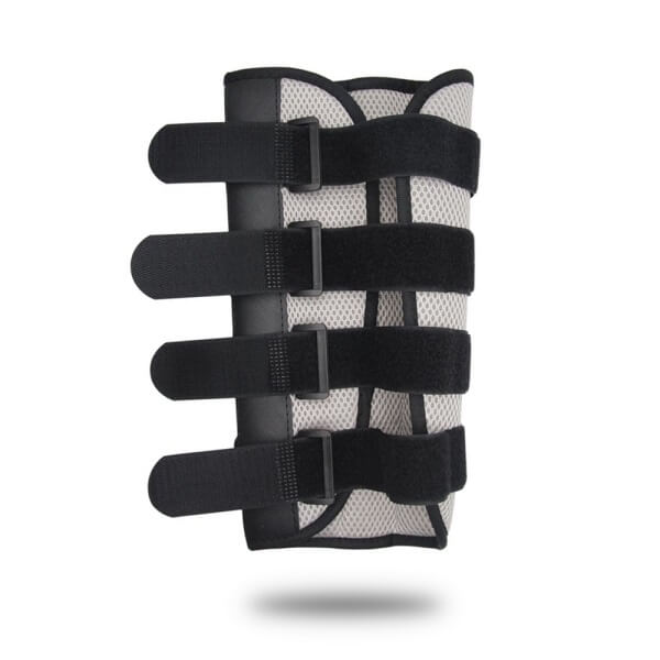 Image of the medical orthosis arm rehabilitation brace with four securing straps for optimum support and protection from injury.