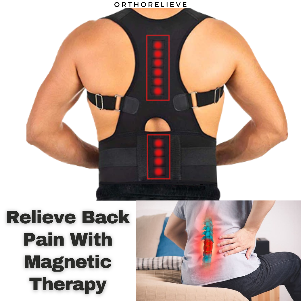 Image of OrthoRelieve's posture brace with therapeutic magnets that uses magnetic therapy to help relieve back pain.