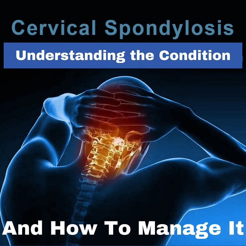 Graphic of a man holding his neck in pain from cervical spondylosis