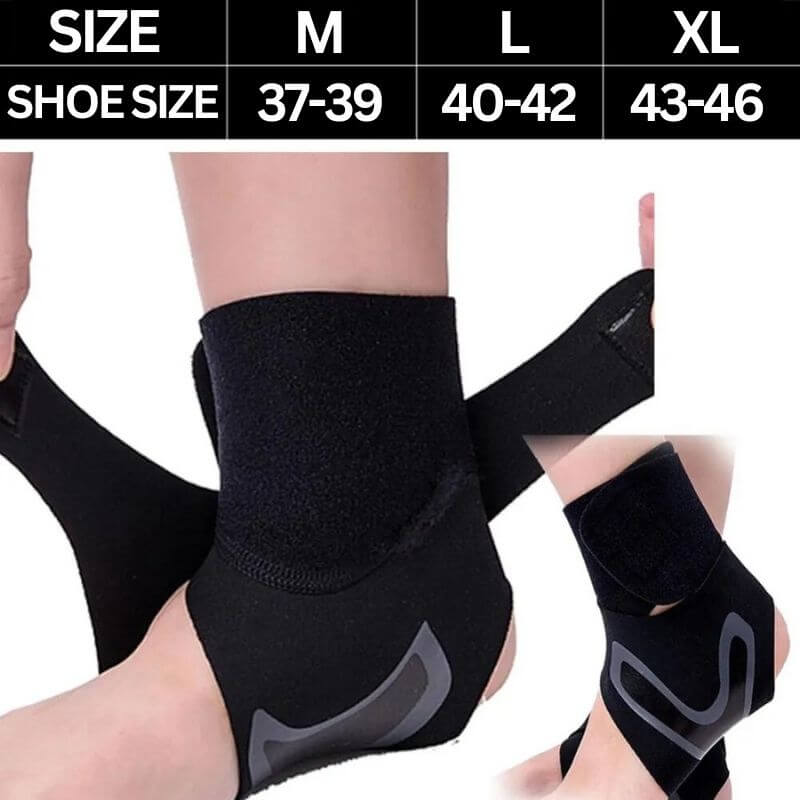 Image of Ultra Thin Ankle Compression Sleeve size chart.