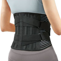 Thumbnail for Image of a woman wearing the LumbarPro back brace that includes 6 inbuilt metal support stays for firm support and protection from injuries.