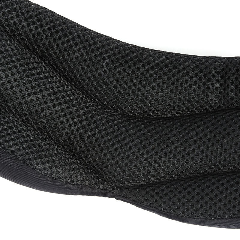 A closeup image of the breathable mesh material of the NeckEase neck brace.