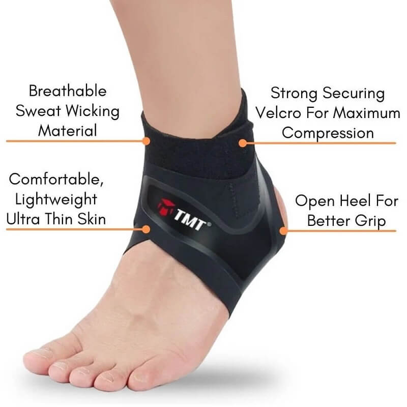 Image showing the different features of the Ultra Thin Ankle Compression Sleeve