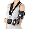 Image of a woman wearing ElbowFlex orthosis arm rehabilitation brace.