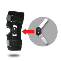 Thumbnail for Double aluminum hinged support splint allow full range of movement while protecting from knee injury.