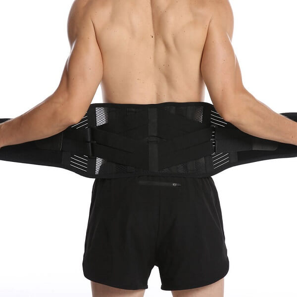 FREETOO Back Brace for Men Women Lower Back Pain Relief with 6 Stays,  Breathable Back Support Belt for work , Anti-skid lumbar support belt with  16-hole Mesh for sciatica(L) L(waist size:37.4''-45.3'')