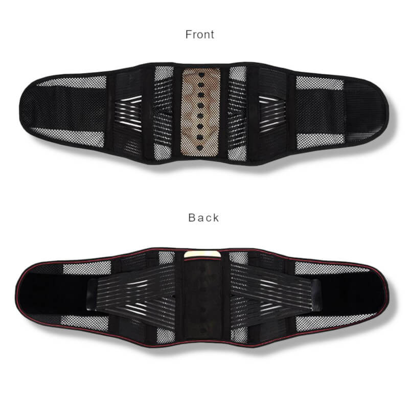 Image of the front and rear of the LumbarStretch back brace.