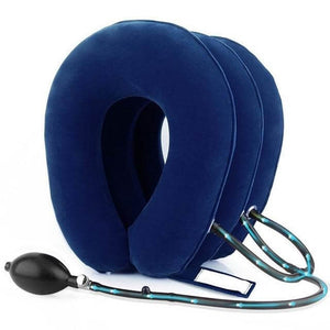 Close-up of blue NeckMate™ neck traction pillow