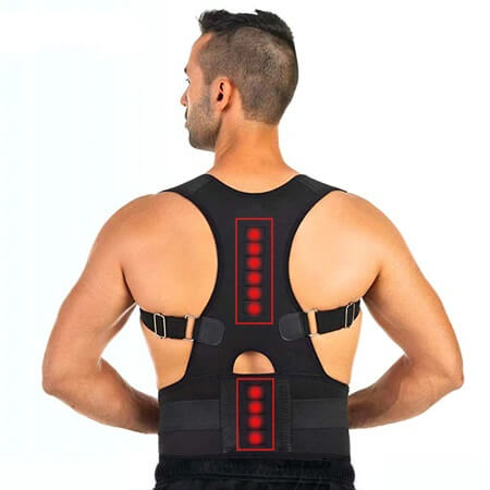 Image of a man wearing the posture corrector with therapeutic magnets.