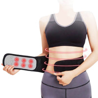 Thumbnail for Image of a woman wearing the Thermotherapy Belt, a tourmaline self heating back brace for back pain relief and relief of stomach cramps.