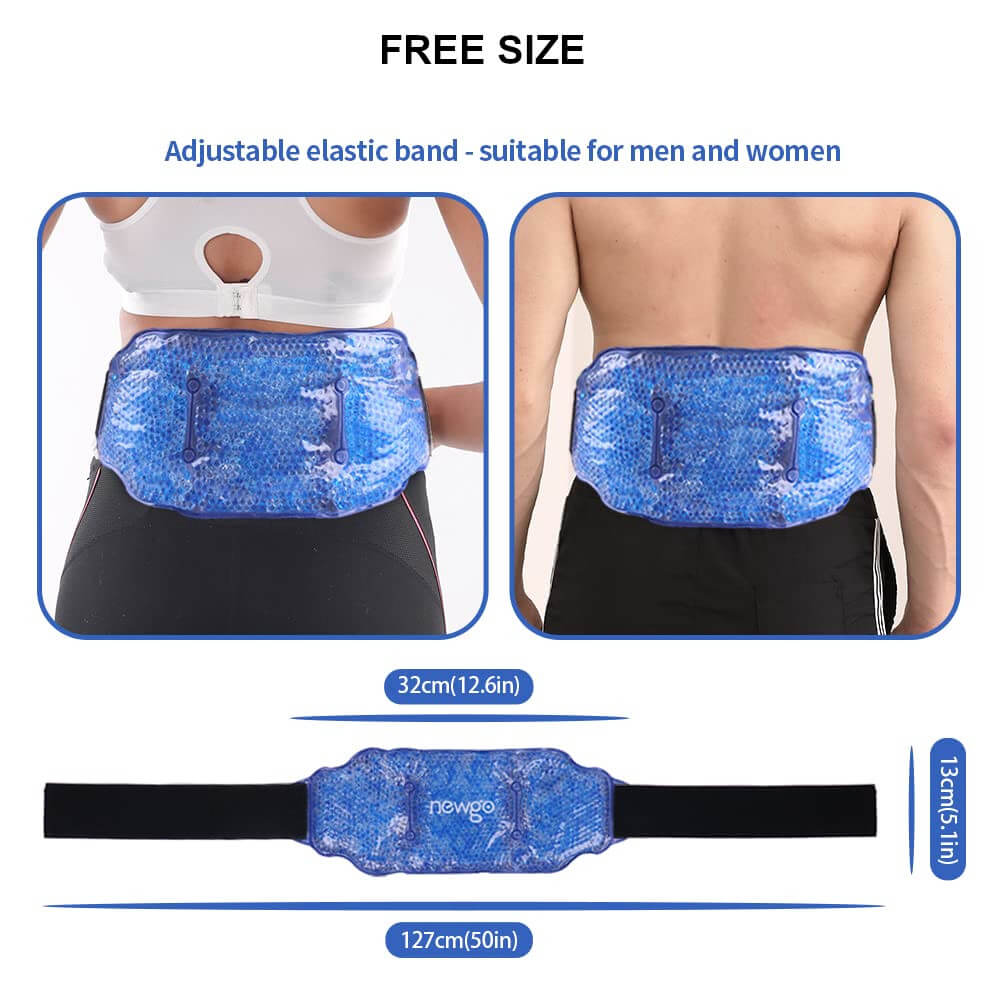 The wearable ice pack is suitable for both men and women and comes in free size.
